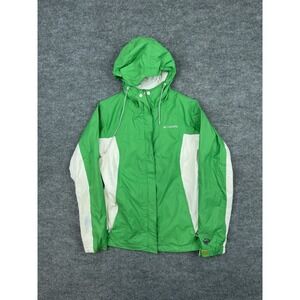 Columbia OMNI-TECH Waterproof Hooded Rain Jacket GREEN WHITE Medium MSRP‎ $100